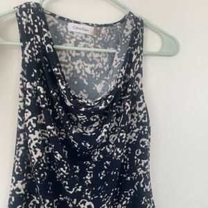 Calvin Klein blue and white cowl neck top